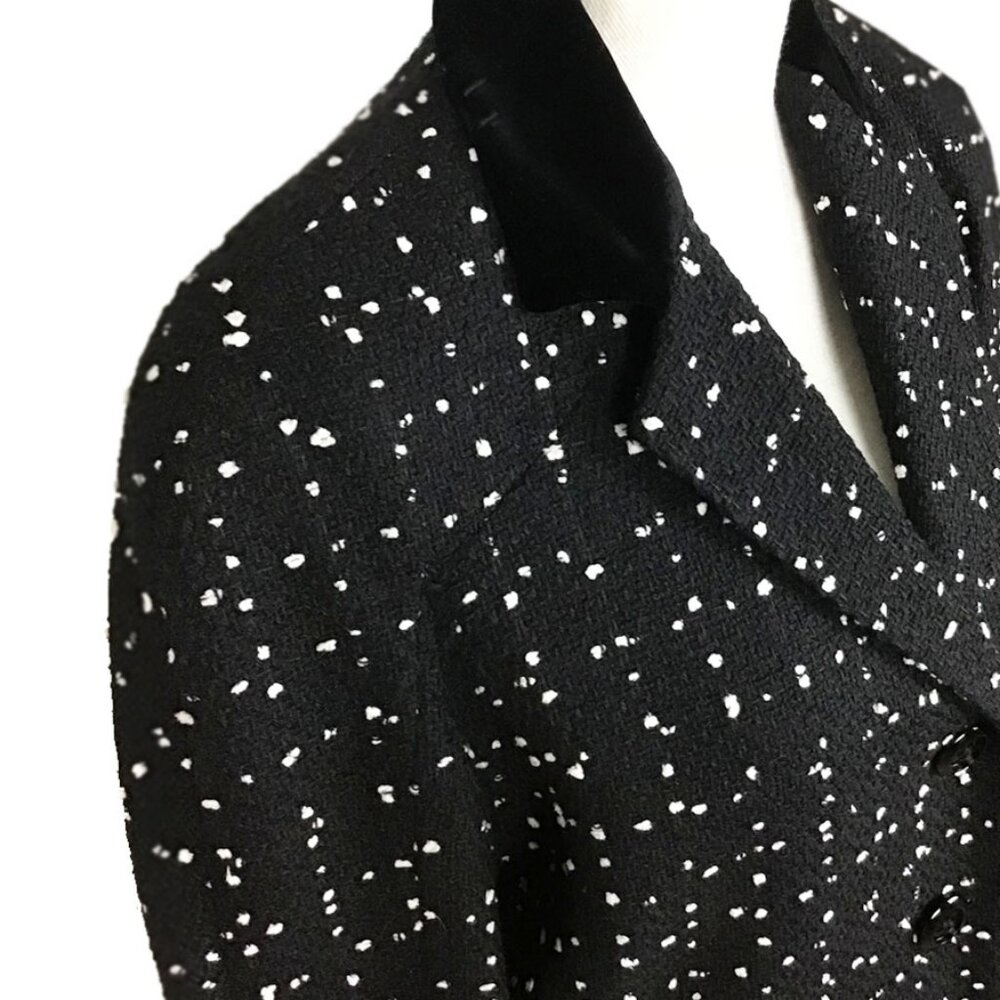 MOSCHINO 1990s Vintage Black & White Salt & Pepper Cashmere Jacket & Mini Skirt - Picture 4 of 16